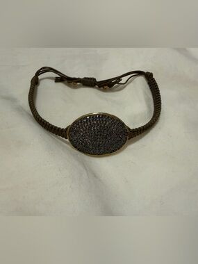 Tai Brown and Gold Crystal Pave Oval Bracelet